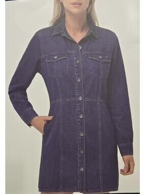 Frye Indigo Denim Button-Front Mini Dress